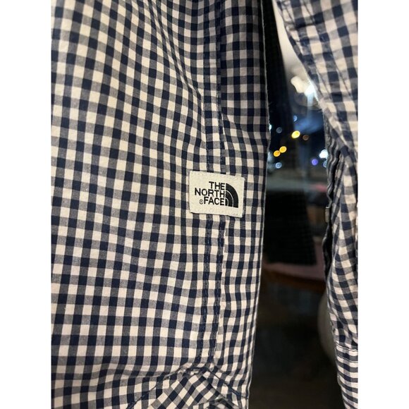 The North Face Mens Shirt M Navy Gingham Check Button Up Long Sleeve - Picture 3 of 10